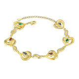 Pulsera de oro con diseño de corazón y piedras de nacimiento