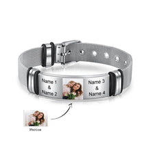 Load image into Gallery viewer, Pulsera de cadena ajustable con foto personalizada para hombre