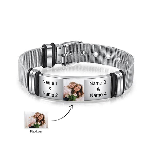 Pulsera de cadena ajustable con foto personalizada para hombre