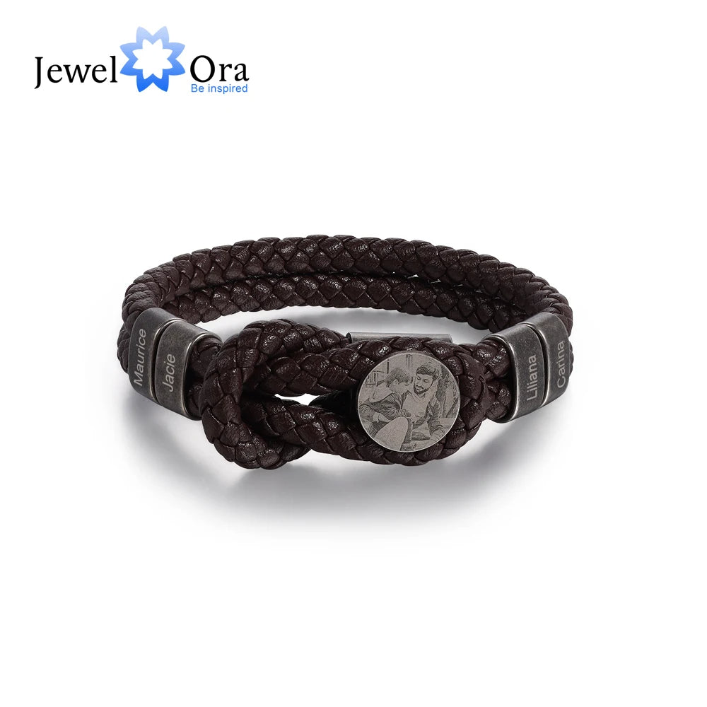 Pulsera de cuero personalizable para hombre