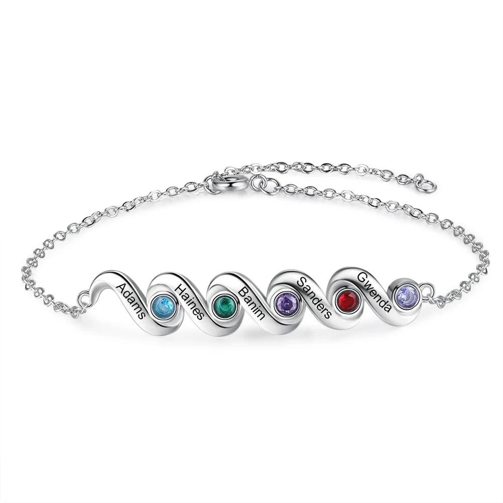 pulsera de madre personalizada con 5 piedras de nacimiento incrustadas