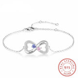 Pulsera Infinity personalizada de Plata de Ley 925 con piedra natal de corazón