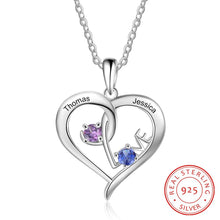 Load image into Gallery viewer, collar de corazón personalizado de plata de ley 925 con piedra natal &quot;LOVE&quot;