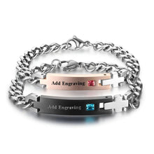 Load image into Gallery viewer, Pulsera personalizada con piedra natal para enamorados