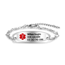 Load image into Gallery viewer, Pulsera de identificación de alerta médica grabada personalizada para mujer