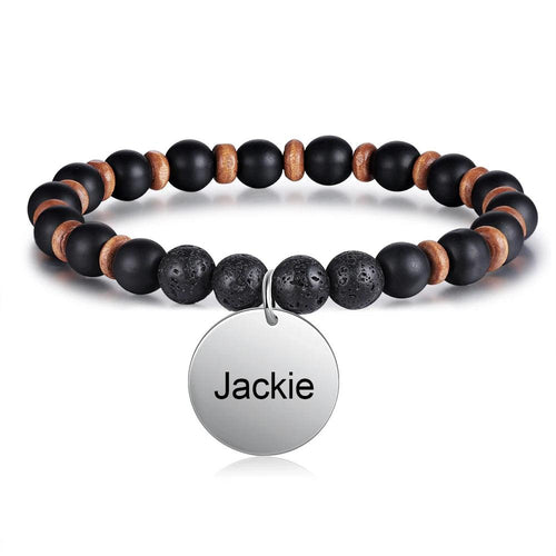 pulsera personalizada de acero inoxidable con disco redondo para hombre