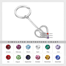 Cargar imagen en el visor de la galería, LLavero de corazón de piedra natal personalizado para parejas, llaveros con nombre grabado personalizado para mujeres, regalos de Navidad para la familia