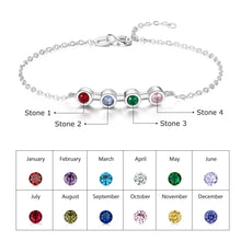 Load image into Gallery viewer, Joyería personalizada, pulsera para madre con 4 piedras de nacimiento