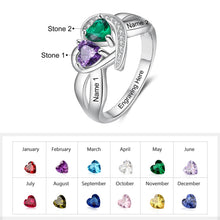 Load image into Gallery viewer, Anillos de piedra natal de corazón personalizados para mujer