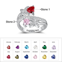 Load image into Gallery viewer, Anillo personalizado con grabado de mariposa para mujer