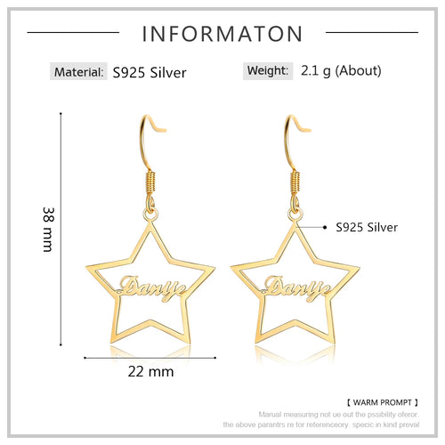 pendientes de plata de ley 925 con nombre personalizado para mujer