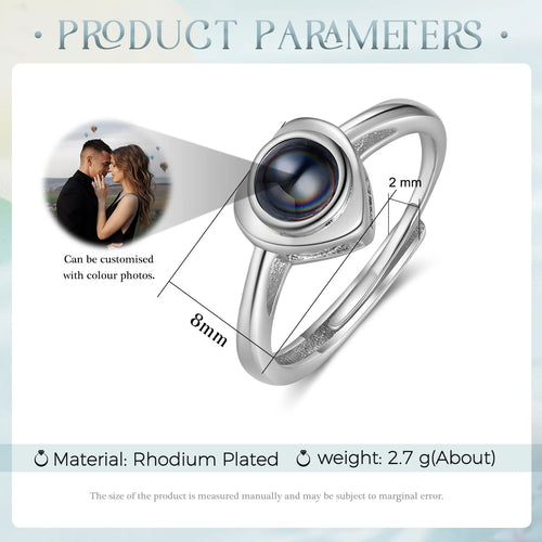 Anillo de proyección de foto personalizado para mujer