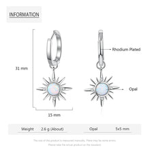 Load image into Gallery viewer, pendientes de aro de ópalo blanco simulado con circonita cúbica transparente para mujer