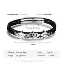 Load image into Gallery viewer, pulsera de piel con 2 piedras de nacimiento para hombre