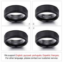 Load image into Gallery viewer, Anillo de acero de tungsteno grabado personalizado