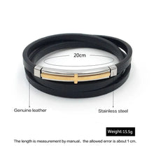 Load image into Gallery viewer, Pulsera de cuero genuino de doble capa para hombre