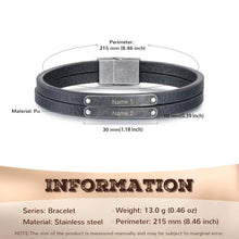 Load image into Gallery viewer, Vintage-pulsera de cuero con grabado personalizado para hombre