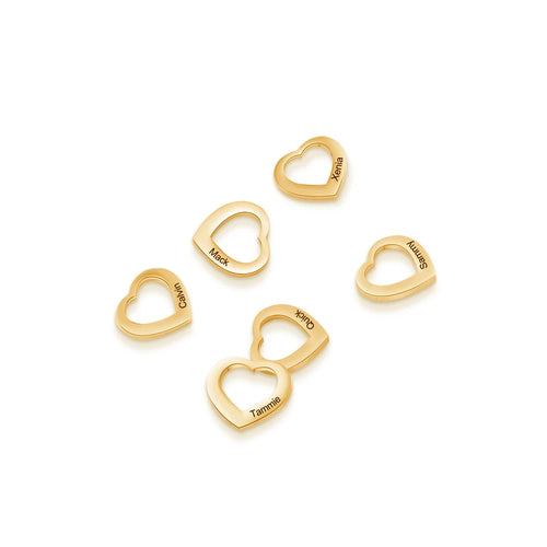 JewelOra-dijes de corazón grabados con nombre personalizado, se adapta a pulseras de 3 colores, joyería personalizada de acero inoxidable