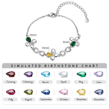 Load image into Gallery viewer, pulsera de mariposa personalizada con incrustaciones de piedra natal