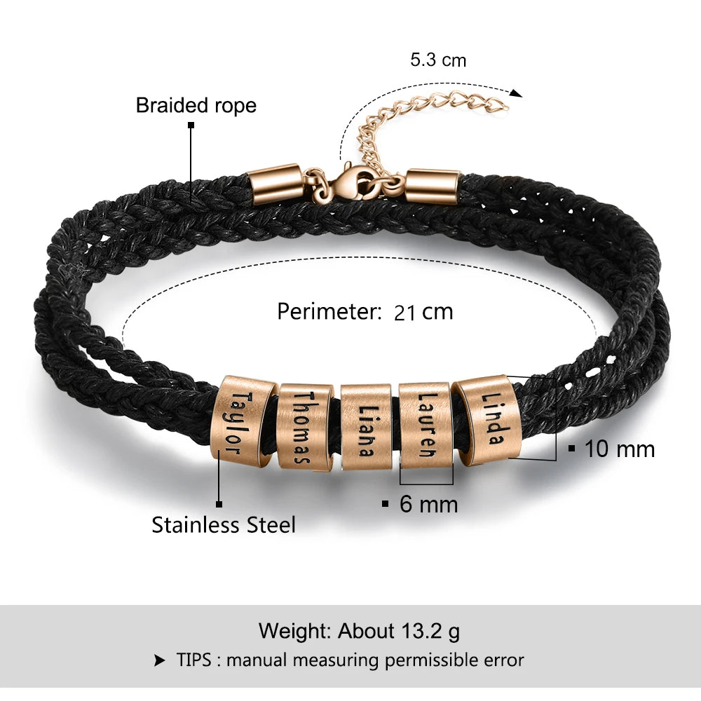 Pulsera de cuerda trenzada para hombre