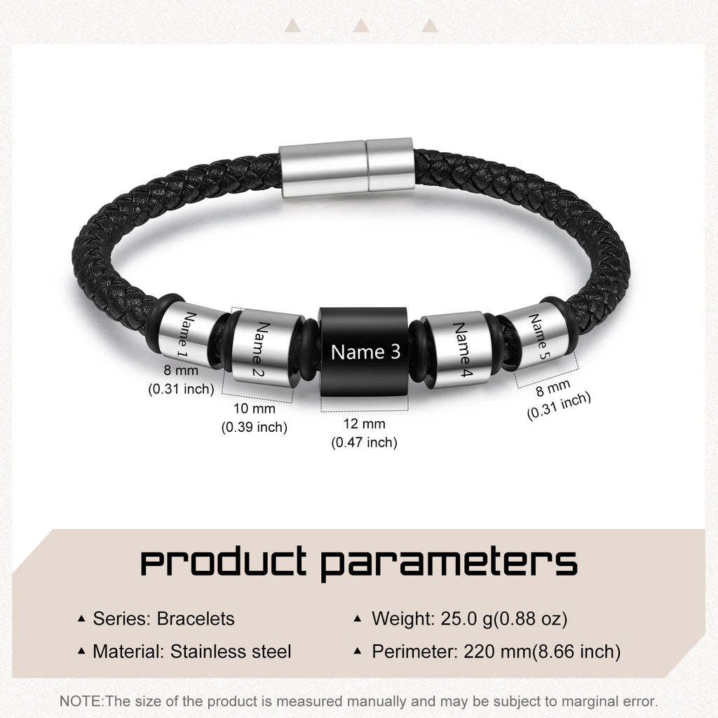 Pulsera de cuero personalizable para hombre