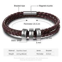 Load image into Gallery viewer, Pulsera de cuero de cuerda trenzada para hombre