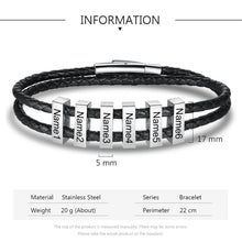 Load image into Gallery viewer, pulsera de cuero de acero inoxidable para hombre