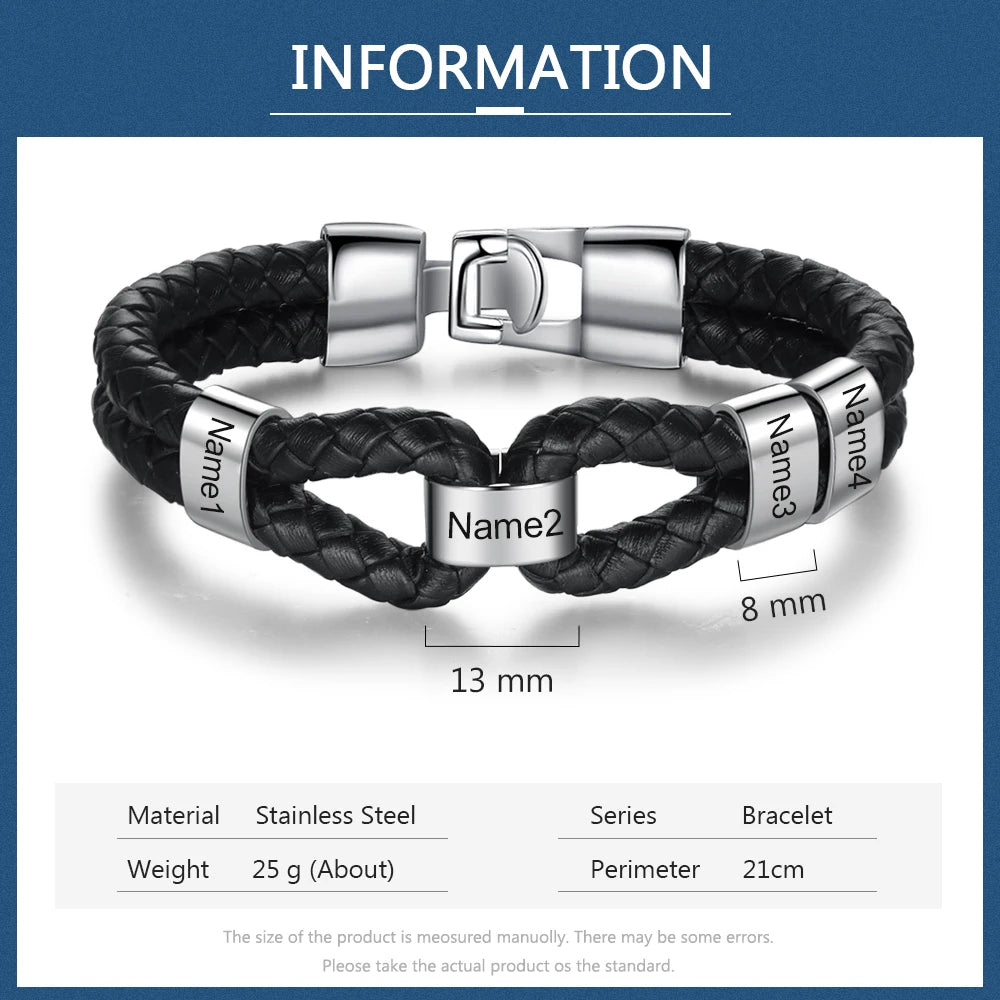 pulsera de cuero con cuentas personalizadas para hombre