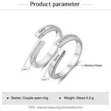 Load image into Gallery viewer, Anillos de pareja con nombre grabado personalizado para mujeres y hombres