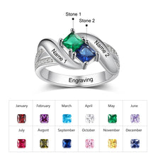 Load image into Gallery viewer, Anillo de Plata de Ley 925 personalizado con nombre de piedra natal