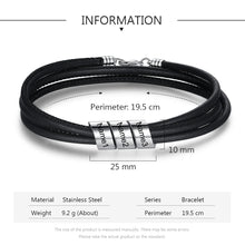 Load image into Gallery viewer, pulsera de cuentas de cuero negro para hombre