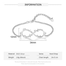 Cargar imagen en el visor de la galería, Pulseras Infinity de plata de ley 925 con nombre personalizado para mujer