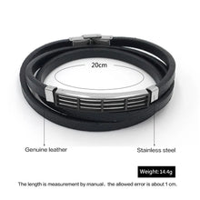 Load image into Gallery viewer, Pulsera de cuero genuino de doble capa para hombre