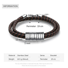 Load image into Gallery viewer, Pulsera de cuero trenzado con grabado personalizado para hombre