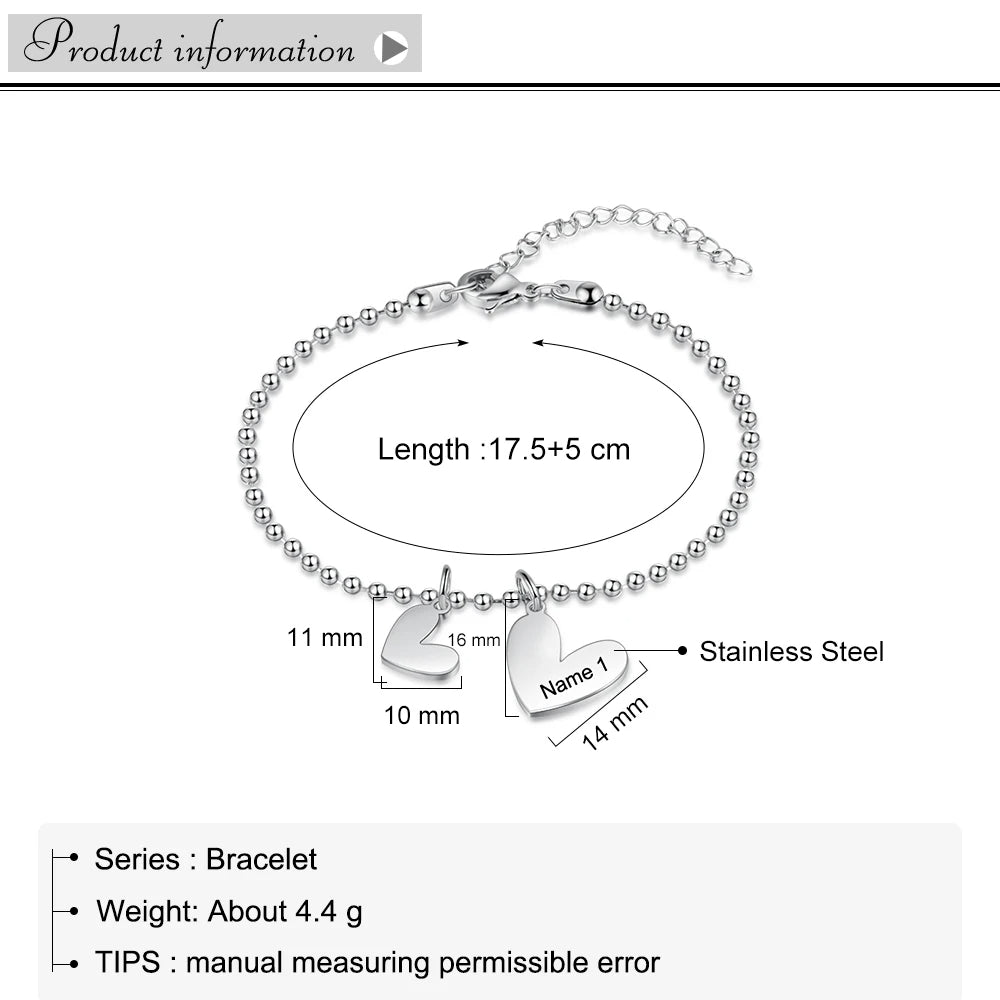 pulsera personalizada con grabado de nombre y corazón