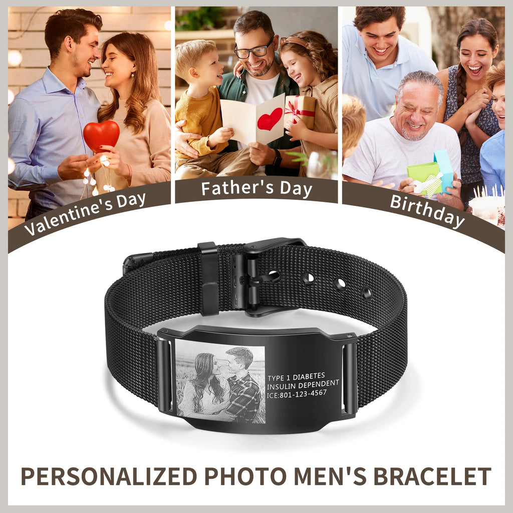 Pulsera con foto personalizada para hombre