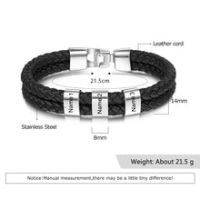 Load image into Gallery viewer, Pulsera de cuero trenzado y acero inoxidable para hombre