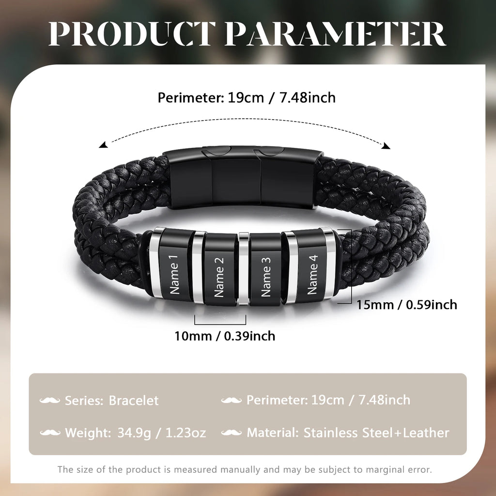 Pulsera de cuero personalizada para hombre