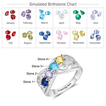 Load image into Gallery viewer, Anillo personalizado para madres, con 3-5 piedras de nacimiento redondas