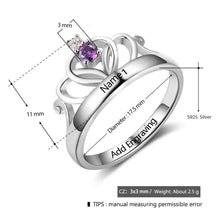 Cargar imagen en el visor de la galería, Anillo de Plata de Ley 925 con nombre grabado