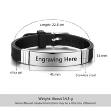 Cargar imagen en el visor de la galería, Pulsera de goma con grabado personalizado para hombre y mujer