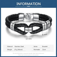 Load image into Gallery viewer, pulsera de cuero con cuentas personalizadas para hombre