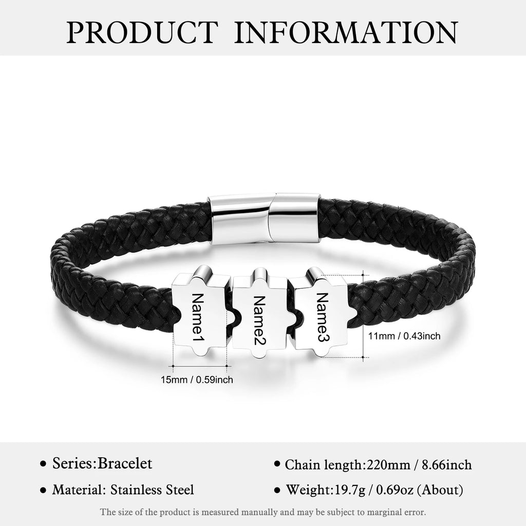 Pulsera de cuero personalizable para hombre