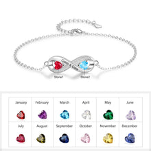 Load image into Gallery viewer, JewelOra-pulsera personalizada con nombre grabado para mujer, brazalete con cadena de piedra natal, joyería