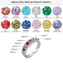 Load image into Gallery viewer, Anillos personalizados de 8 piedras de nacimiento para mujer