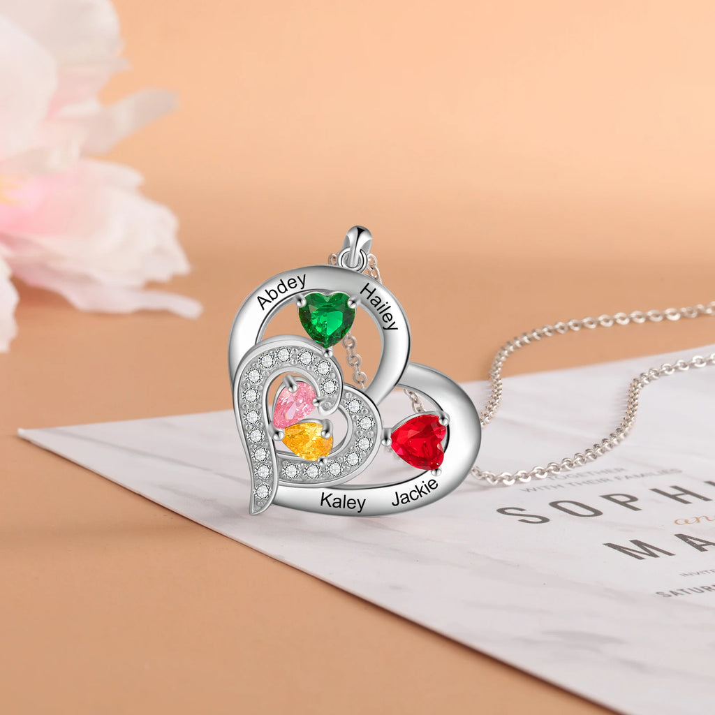 Colgante de corazón con nombre personalizado para madre e hijo