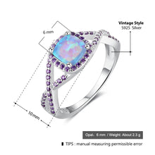 Load image into Gallery viewer, Anillo de Plata de Ley 925 con piedra de ópalo y circonita cúbica púrpura para mujer