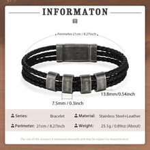 Load image into Gallery viewer, Pulsera de cuero trenzado con grabado personalizado para hombre