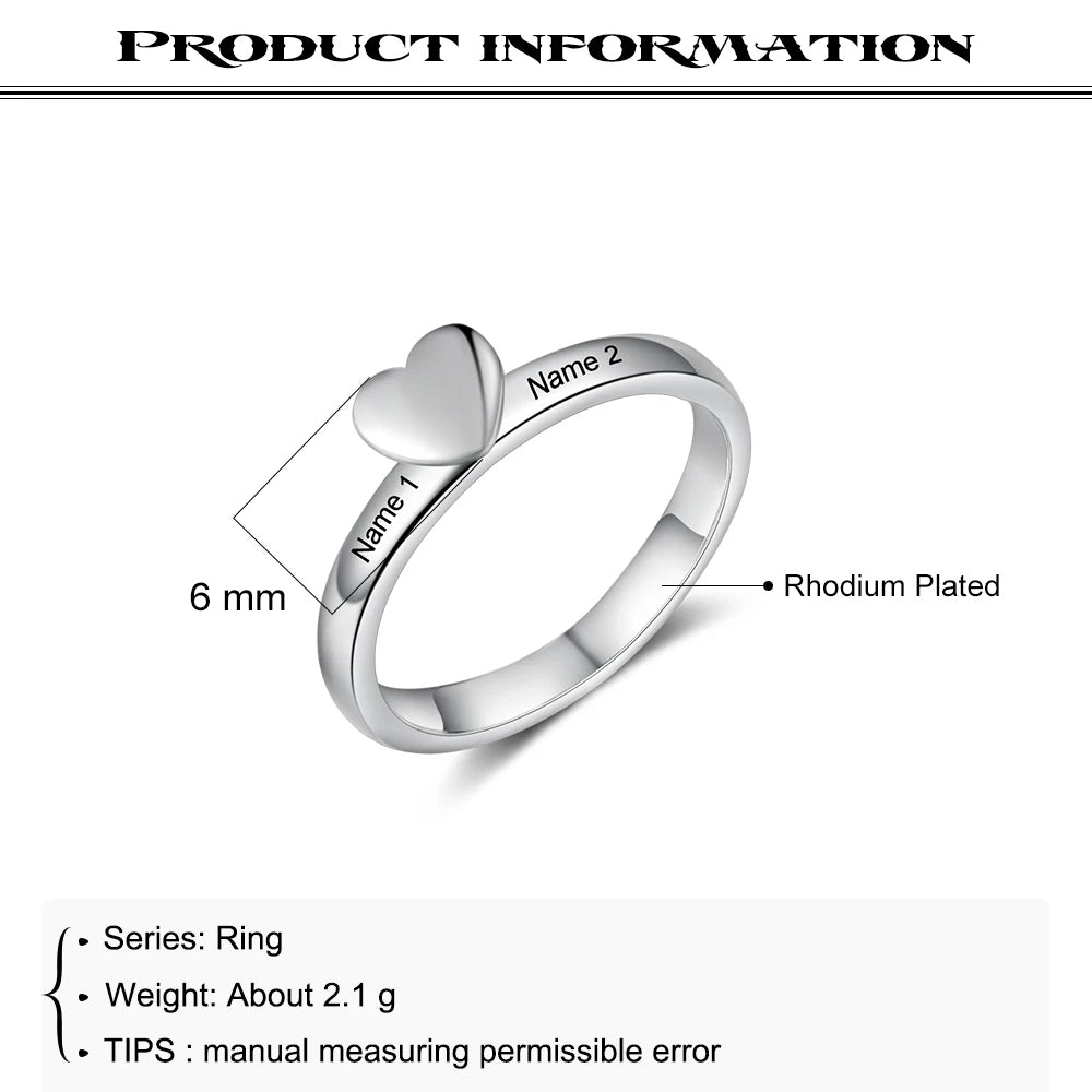 Anillo de compromiso personalizado con nombre grabado para mujer