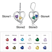 Load image into Gallery viewer, pendientes de aro con 4 piedras de nacimiento para mujer